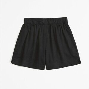 NWOT - Abercrombie Linen-Blend Pull-On Short in Black Size Large R